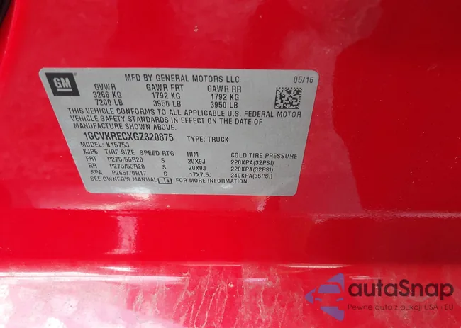 1GCVKRECXGZ320875: 39927341