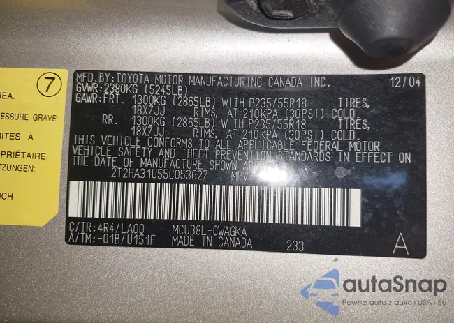 2T2HA31U55C053627: 39928579