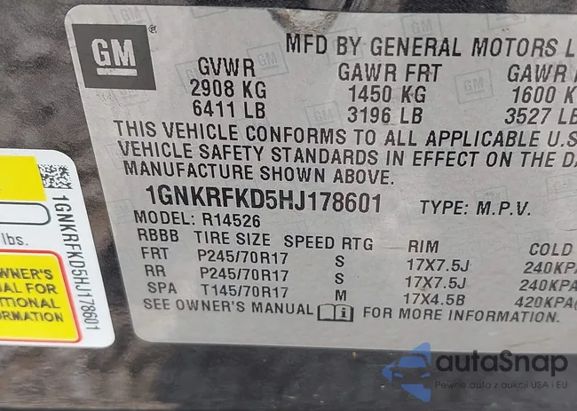 1GNKRFKD5HJ178601: 39929480