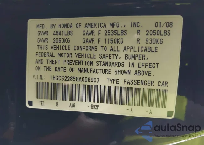 1HGCS22858A006907: 39933772