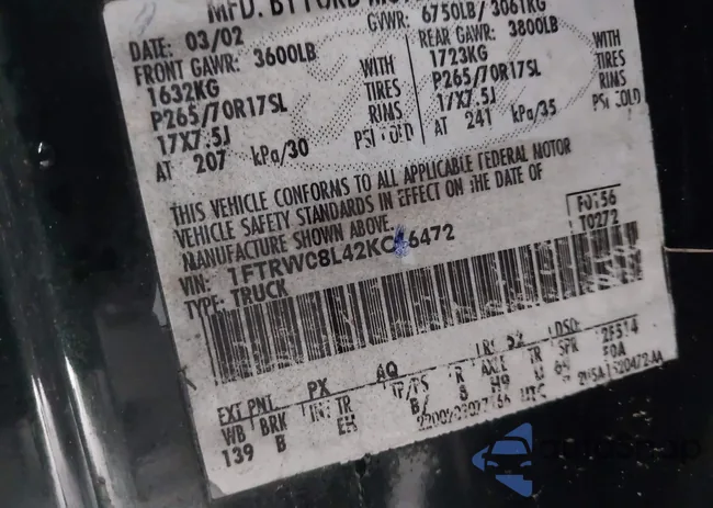 1FTRW08L42KC66472: 39935795