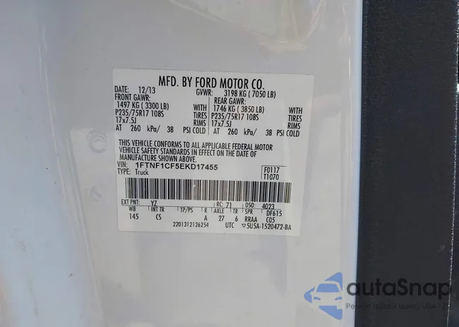 1FTNF1CF5EKD17455: 39936100