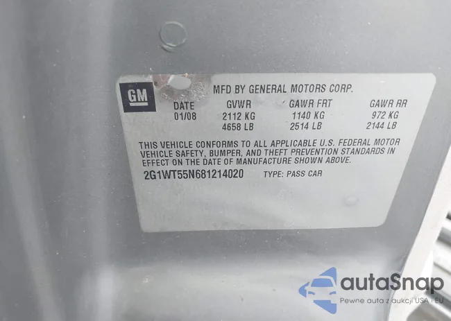 2G1WT55N681214020: 39937837