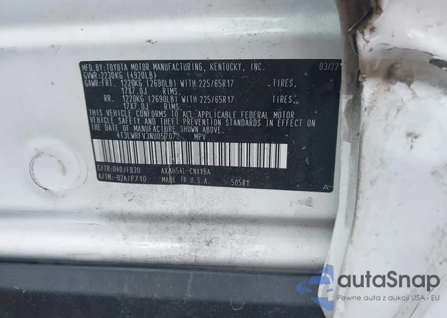 4T3LWRFV3NU057072: 39943737