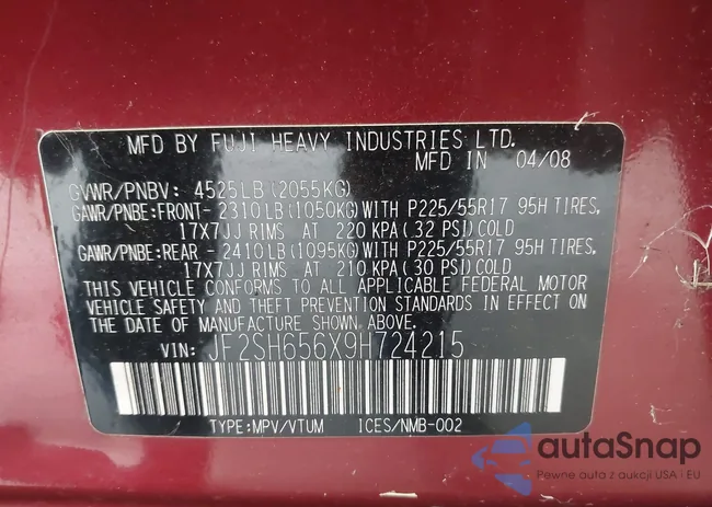 JF2SH656X9H724215: 39946307