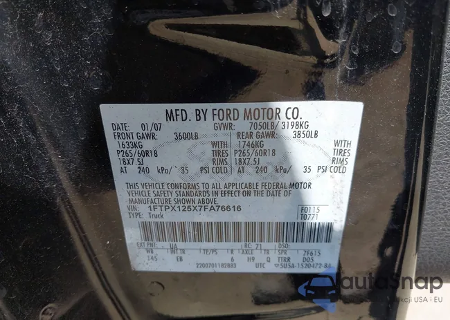 1FTPX125X7FA76616: 39951137