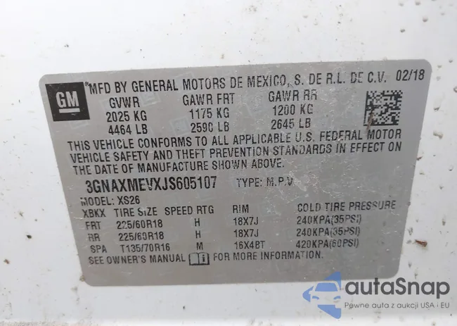 3GNAXMEVXJS605107: 39957735