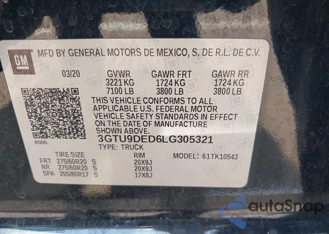 3GTU9DED6LG305321: 39958845