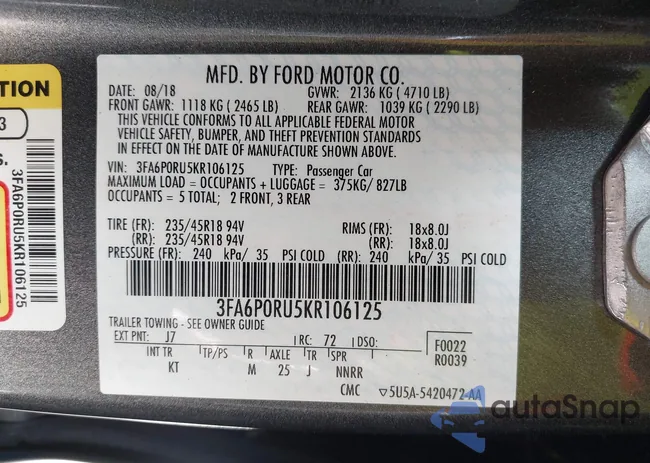 3FA6P0RU5KR106125: 39961867