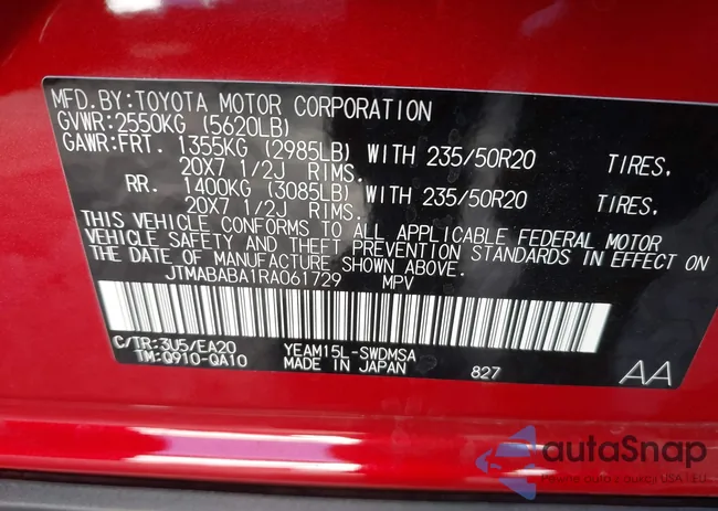 JTMABABA1RA061729: 39961236