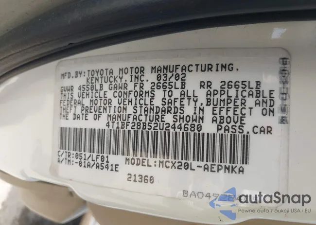 4T1BF28B52U244680: 39963798