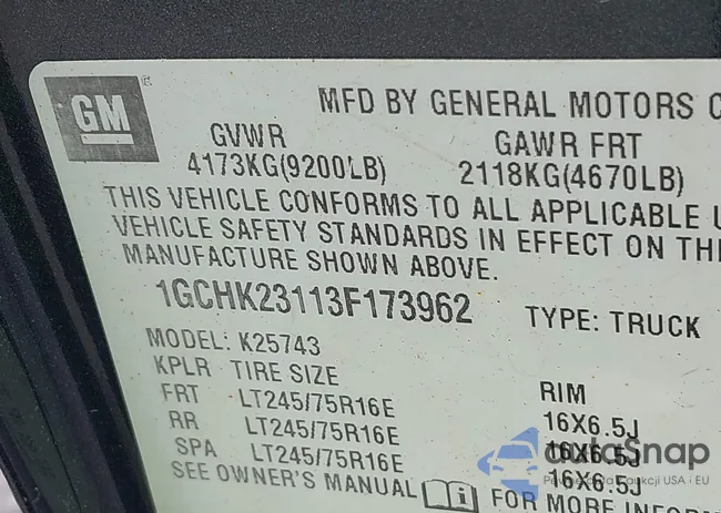 1GCHK23113F173962: 39965692