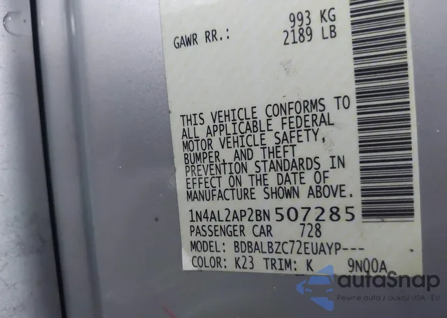 1N4AL2AP2BN507285: 39965126