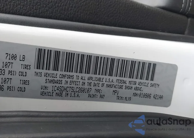 1C4SDHCT5LC260107: 39967025