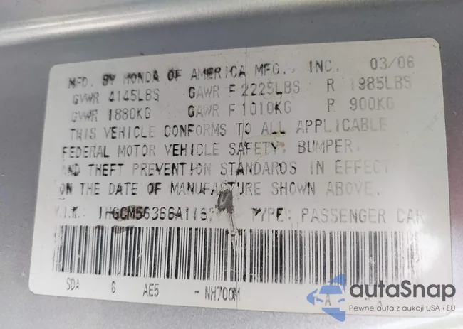 1HGCM56366A116209: 39973525