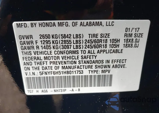 5FNYF6H51HB011753: 39980879