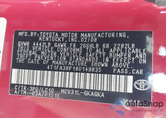 4T1FA38P18U149835: 39985255