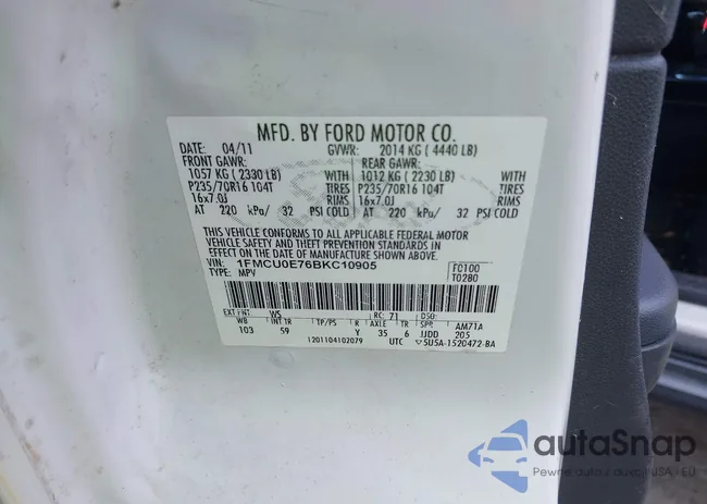 1FMCU0E76BKC10905: 39986244