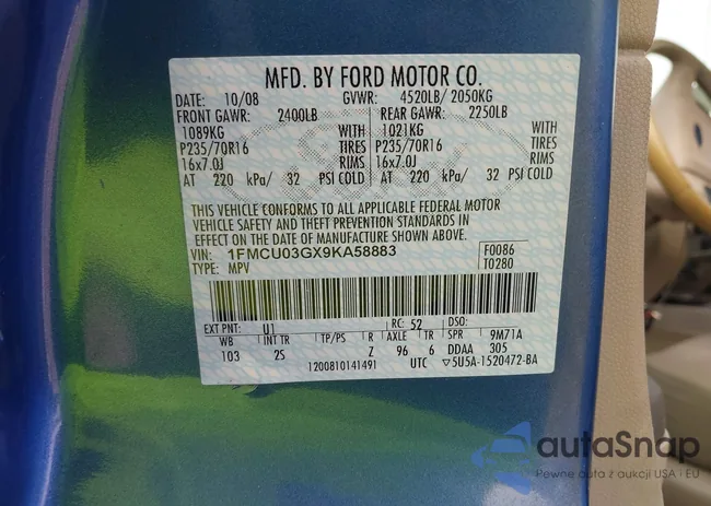 1FMCU03GX9KA58883: 39988316