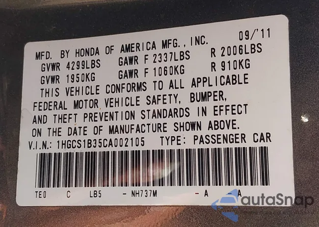 1HGCS1B35CA002105: 39998638