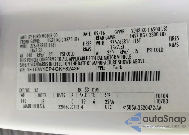 1FTEW1EP4GKF82439: 40011407