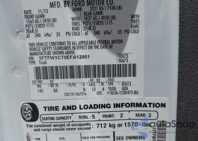 1FTFW1CT0EFA12951: 40012858