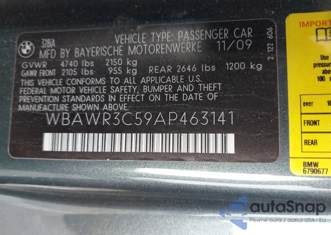 WBAWR3C59AP463141: 40016077