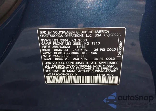 1V2BP2CAXNC523101: 40018233