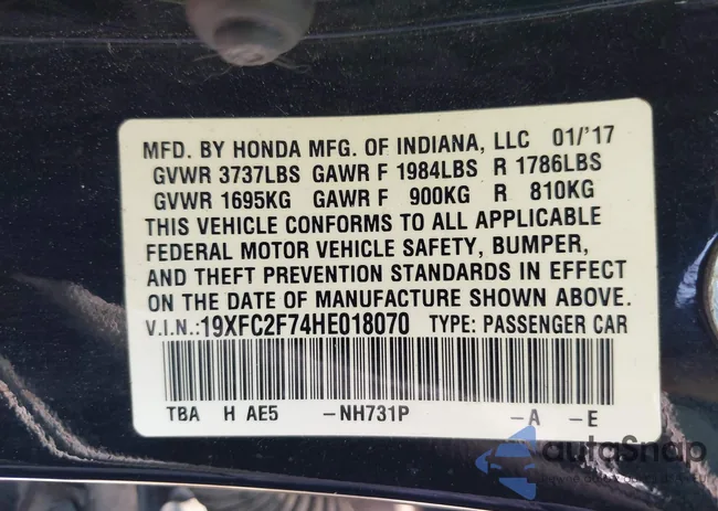 19XFC2F74HE018070: 40023571