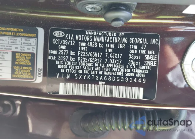 5XYKT3A68DG391449: 40023063