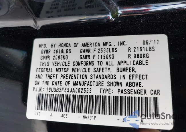 19UUB2F65JA002553: 40023121