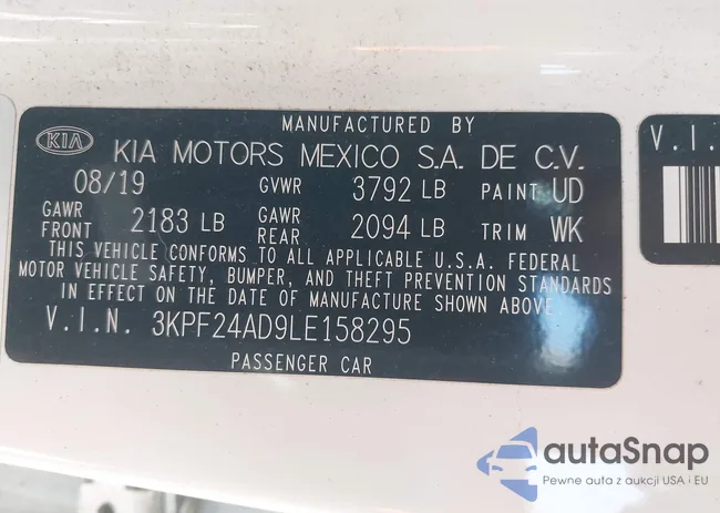 3KPF24AD9LE158295: 40026297