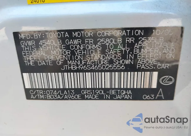 JTHBH96S465025556: 40025838