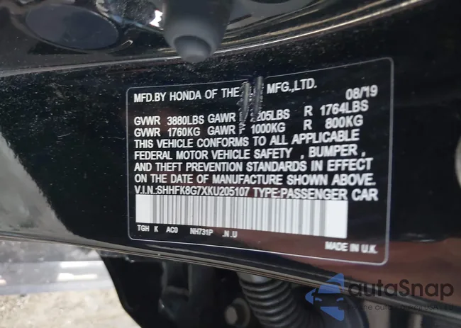 SHHFK8G7XKU205107: 40026922