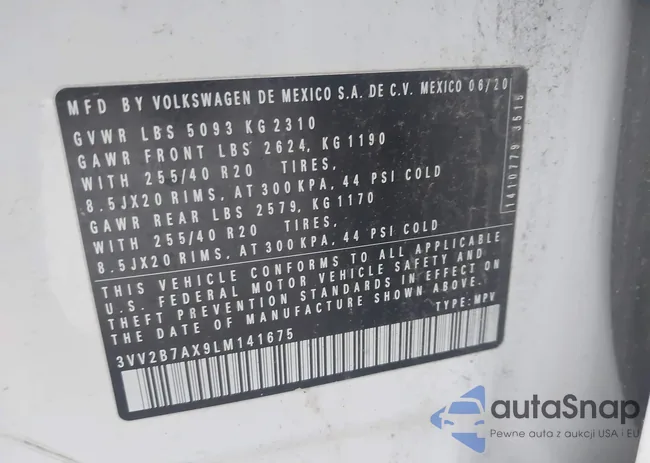 3VV2B7AX9LM141675: 40031362