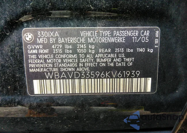 WBAVD33596KV61939: 40033525