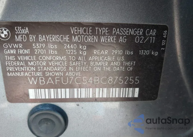 WBAFU7C54BC875255: 40036147