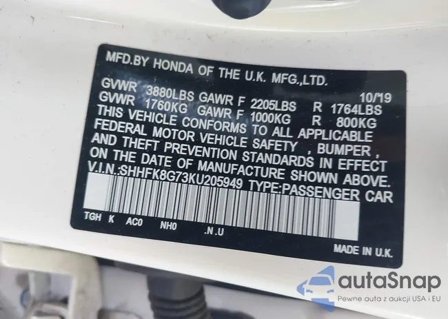 SHHFK8G73KU205949: 40037823