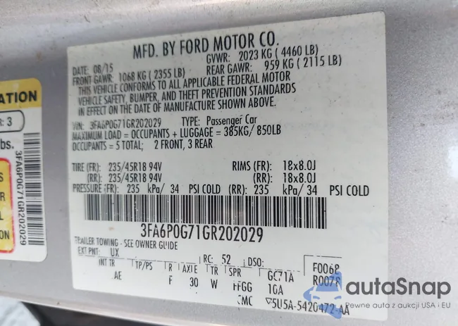 3FA6P0G71GR202029: 40042100