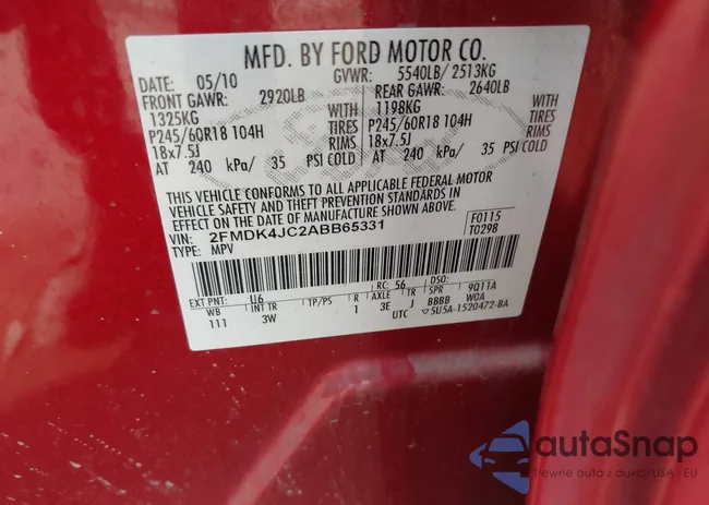 2FMDK4JC2ABB65331: 40045356