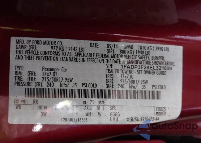 1FADP3F28EL321609: 40046482