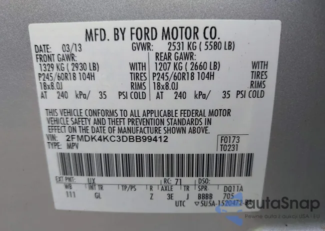 2FMDK4KC3DBB99412: 40046945