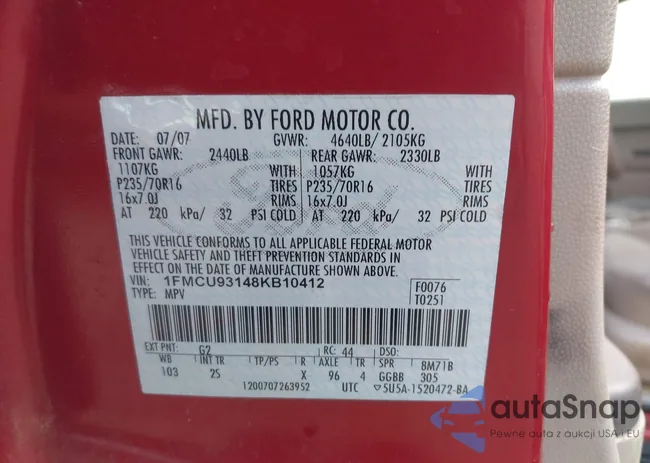 1FMCU93148KB10412: 40051499