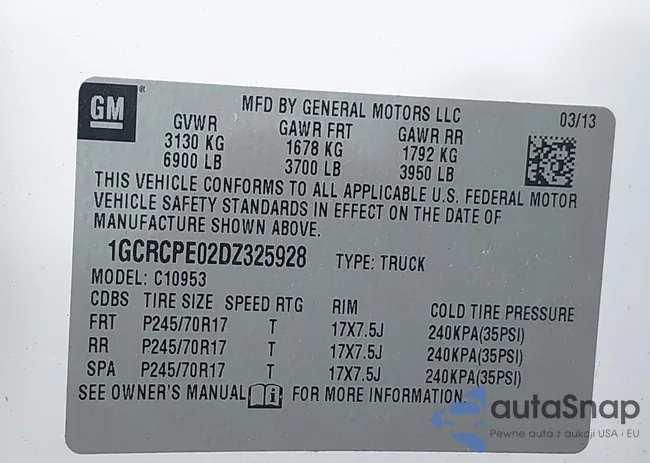 1GCRCPE02DZ325928: 40052297