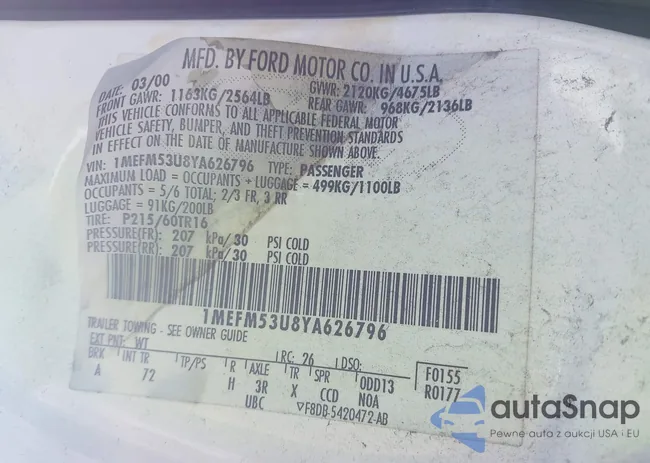 1MEFM53U8YA626796: 40052438