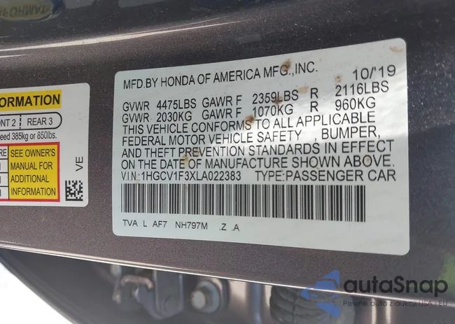 1HGCV1F3XLA022383: 40051535