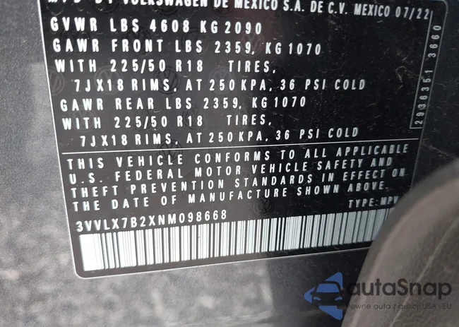 3VVLX7B2XNM098668: 40051712