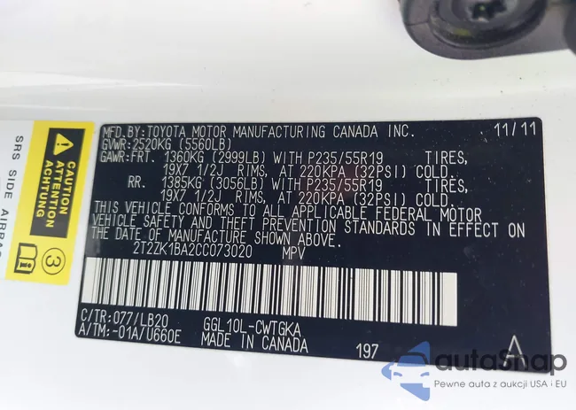 2T2ZK1BA2CC073020: 40051772