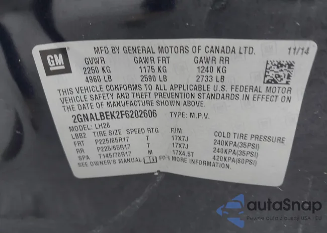 2GNALBEK2F6202606: 40052940