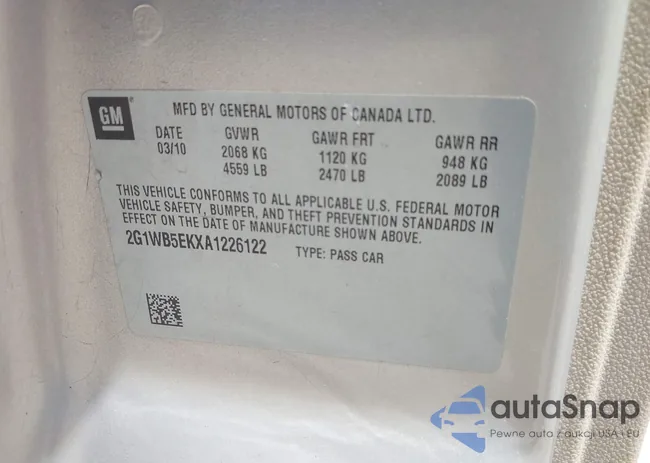 2G1WB5EKXA1226122: 40053261